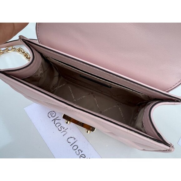 Michael Kors Crossbody Serena Small Flap Shoulder Bag Purse Powder Blush - Picture 7 of 11